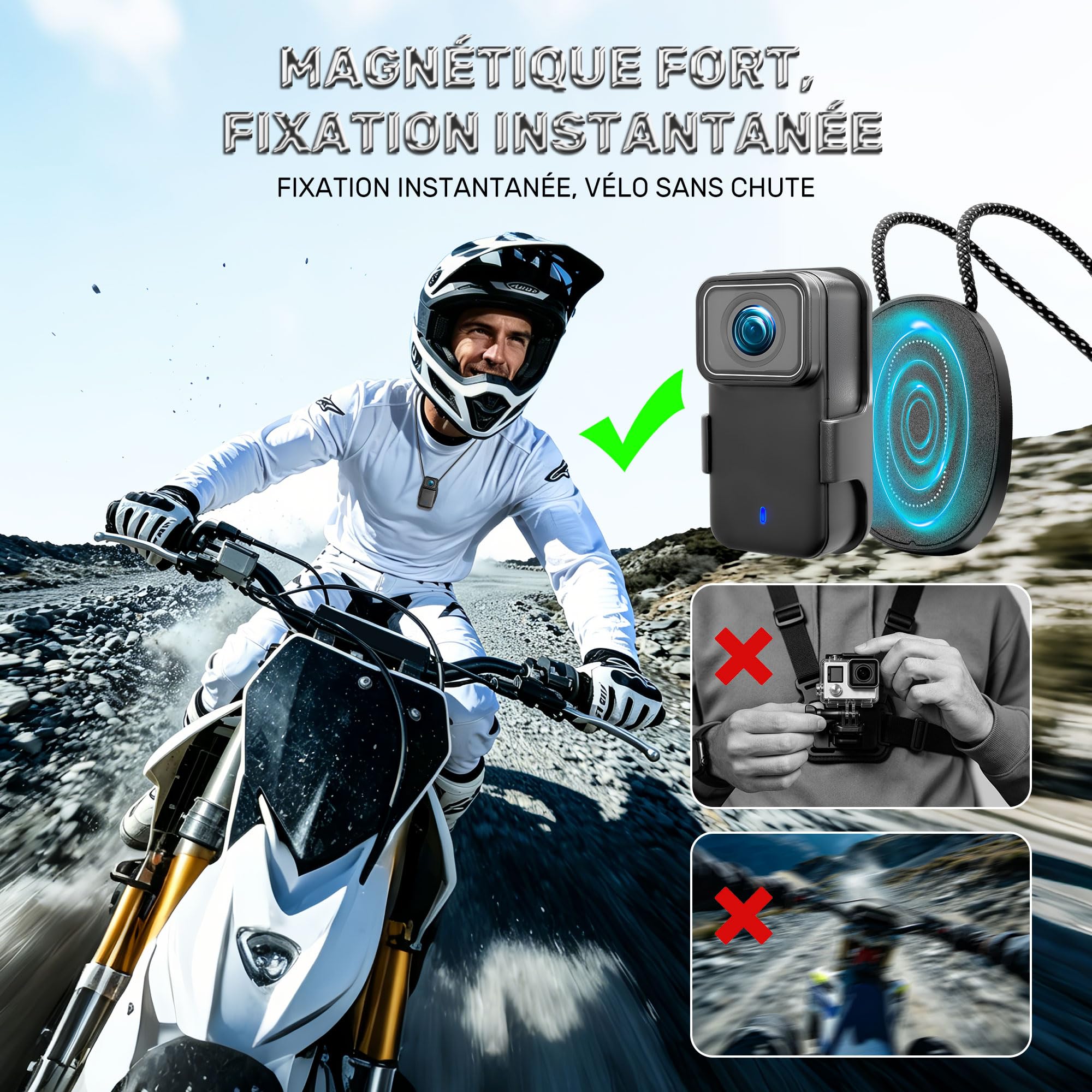 JAXION 2026 Version Caméra Sport 4K 30FPS, 32Go Caméra Corporelle POV Pro, Mini Camera d'action, Camera Portable avec Clip magnétique, Cam de Vlogging pour Vélo, Ski, Plongée,Conférences et Promenades