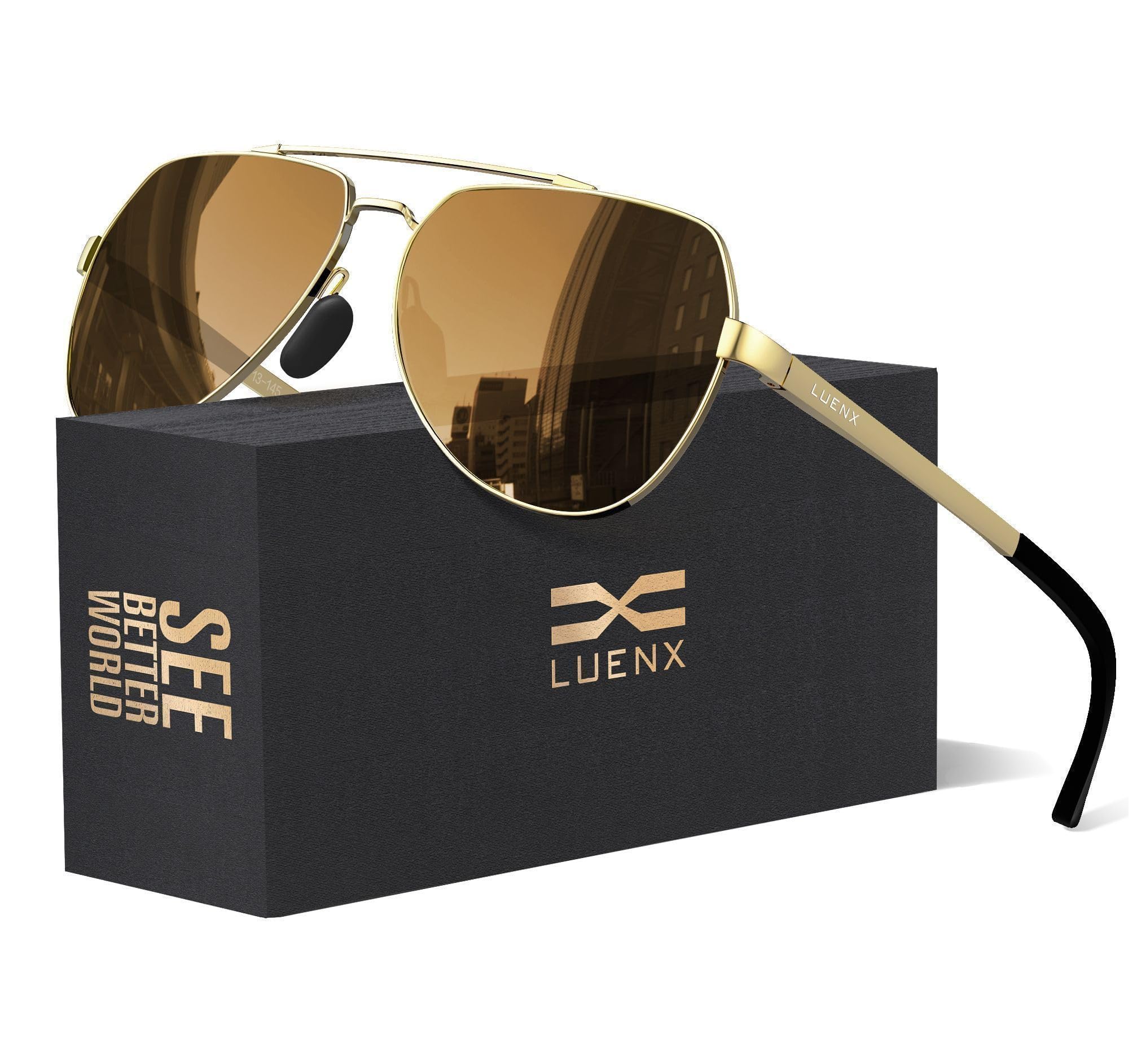 Aviator Sunglasses for Men Women Polarized New Shades Large Metal Frame - UV 400 Protection