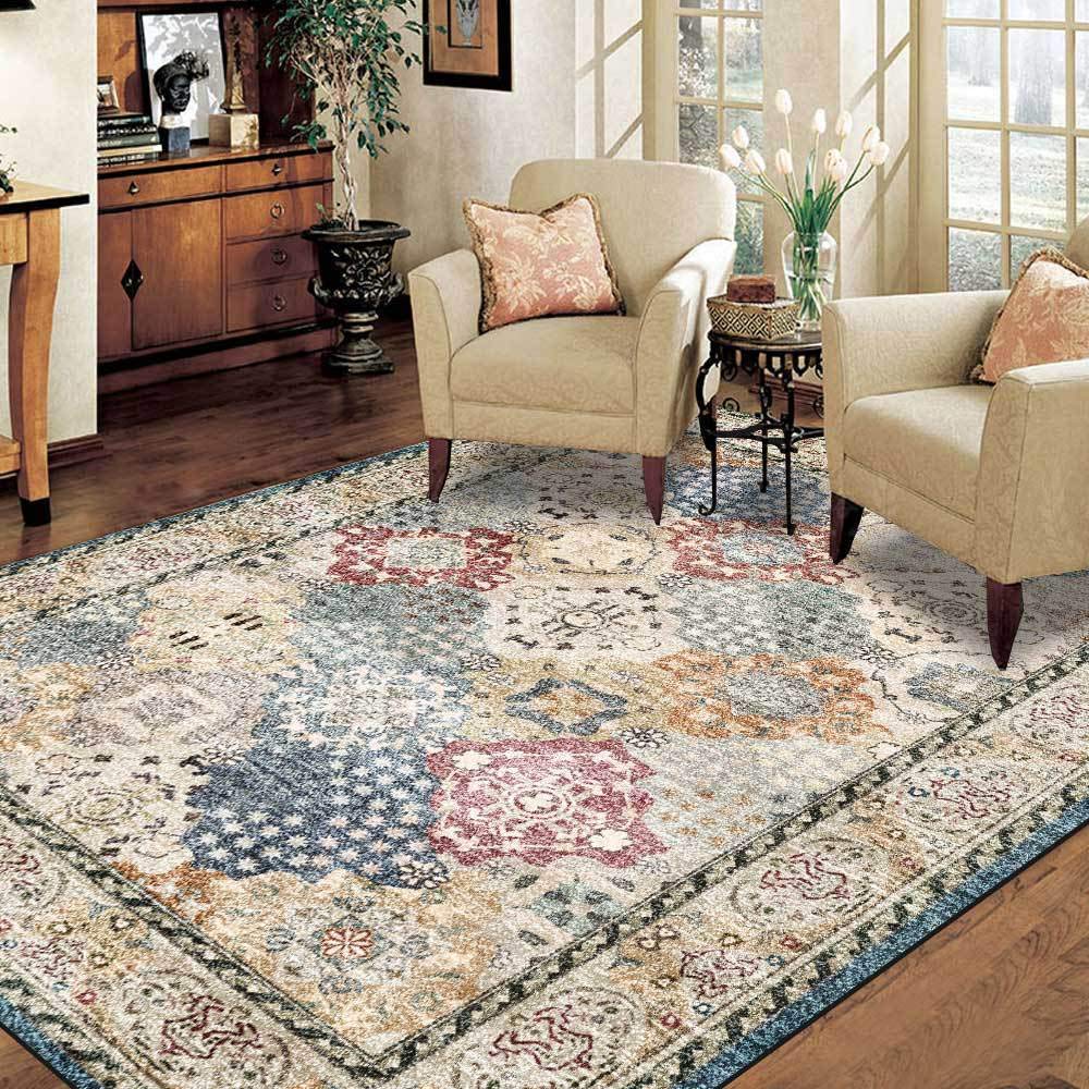 Dywanik bardzo duże prostokątne dywany retro wielokolorowy styl do salonu sypialni kuchni dywan 150 x 170 cm (59 cali x 67 cali)