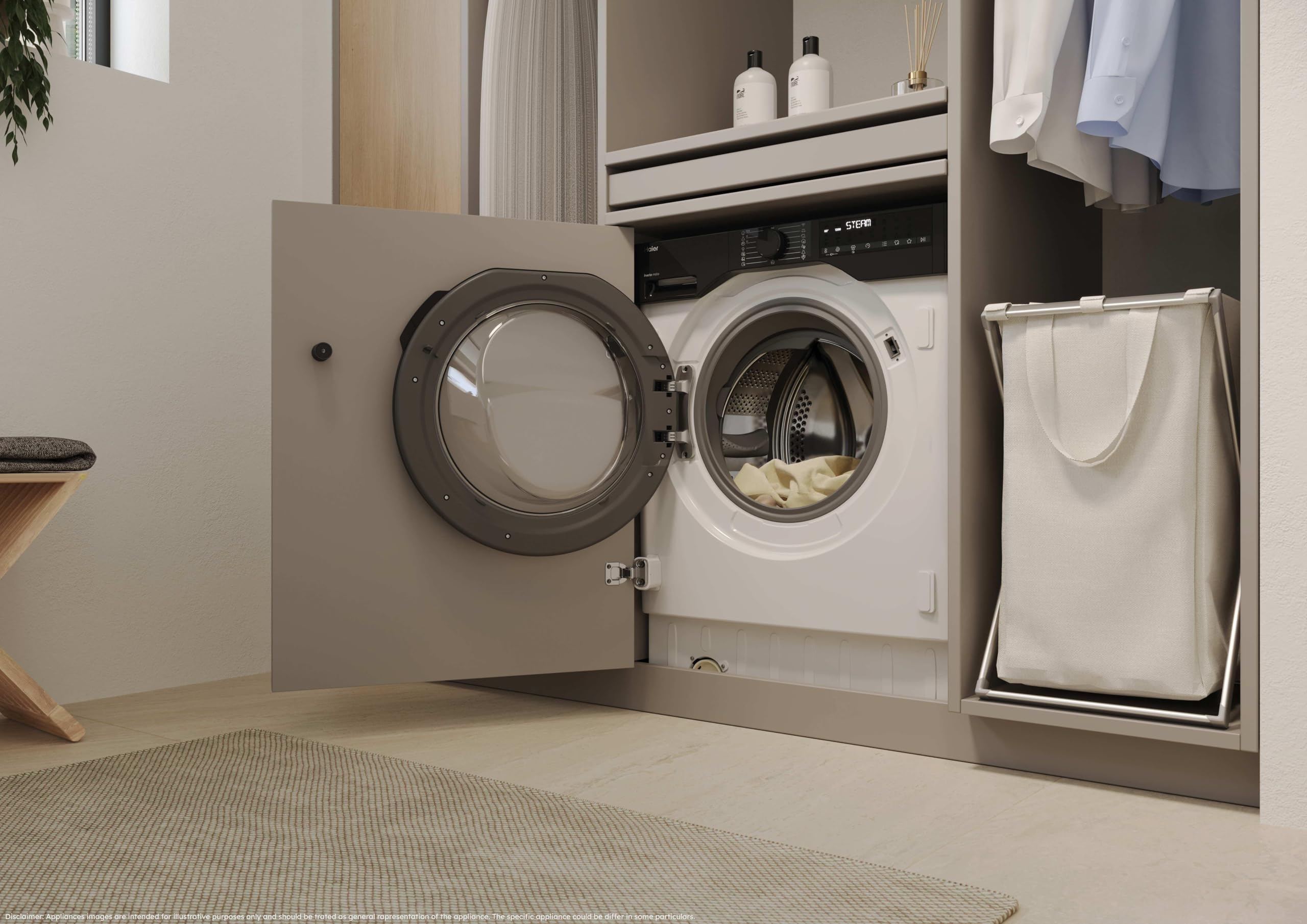 Haier Serie 6 BHA6SD696M6DB9-S Lavadora Secadora, Capacidad 9KG + 6KG, Motor Inverter, Wifi, Clase A-30%, Función vapor, Fin Diferido, Integración, 60cm ancho, 1600 RPM, 16 programas, Blanco