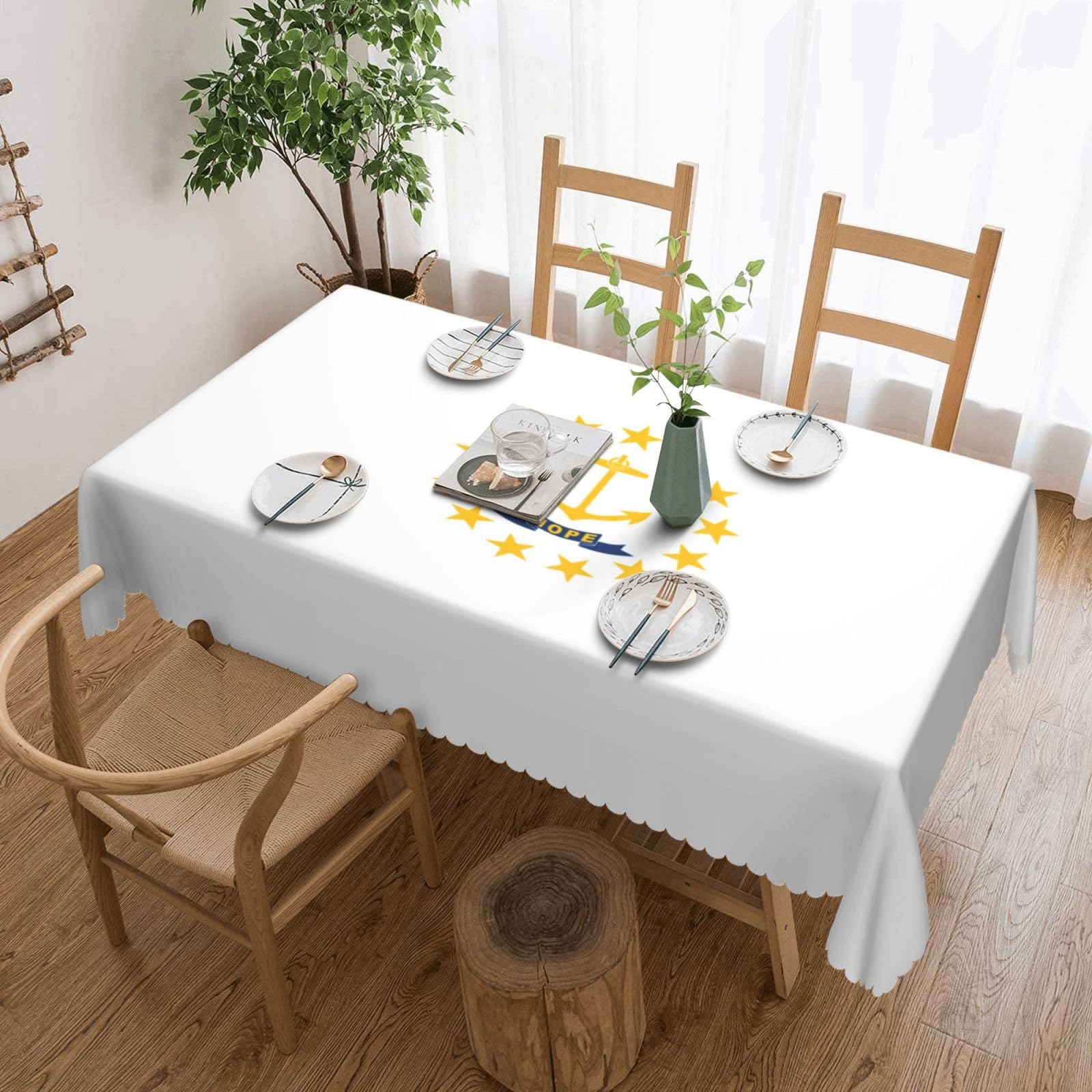 Nappe rectangulaire en tissu imprimé Rhode Island à haute résistance pour dîners et fêtes