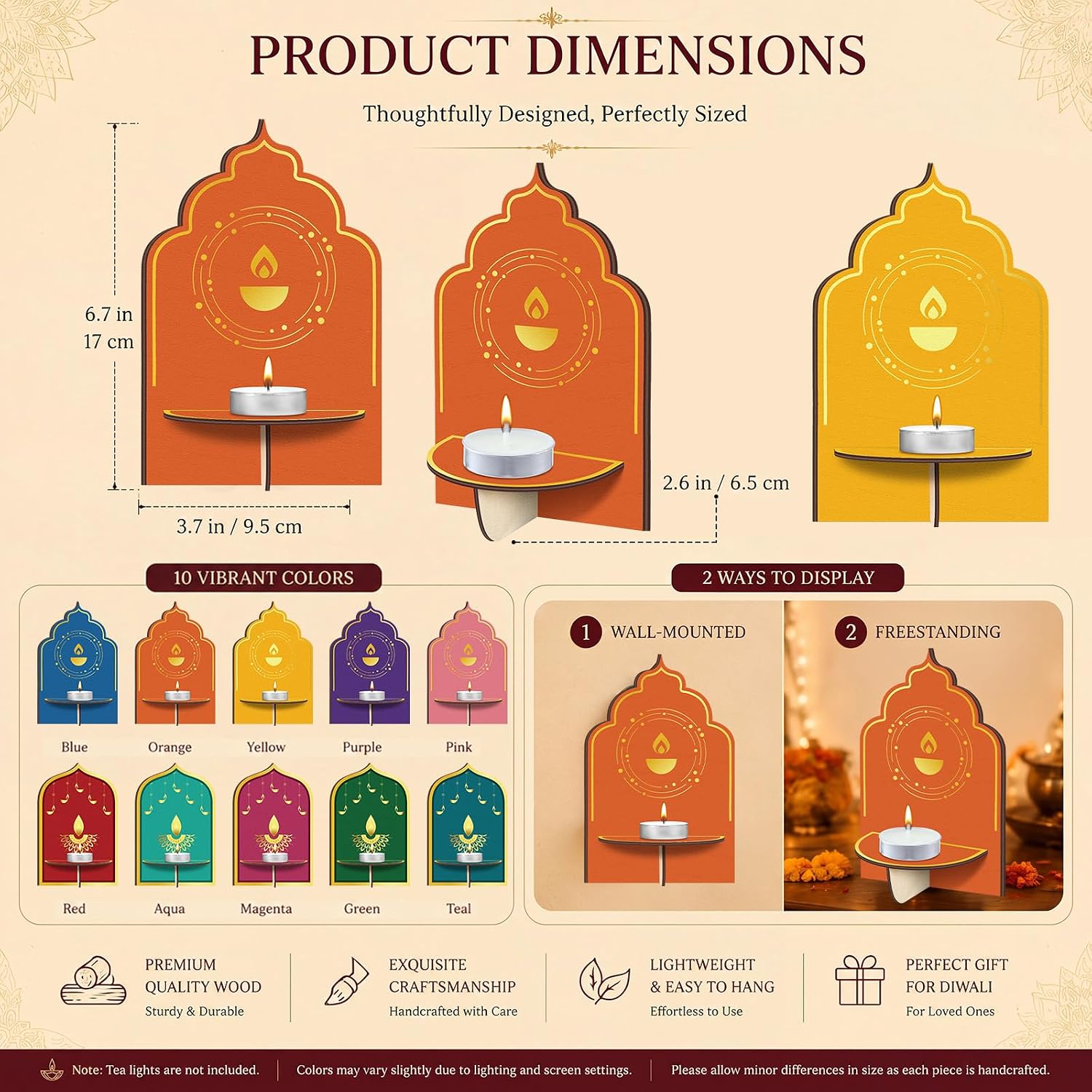 SiliFine 10 Pack Diwali Tealight Candle Holder Indian Pooja Decoration