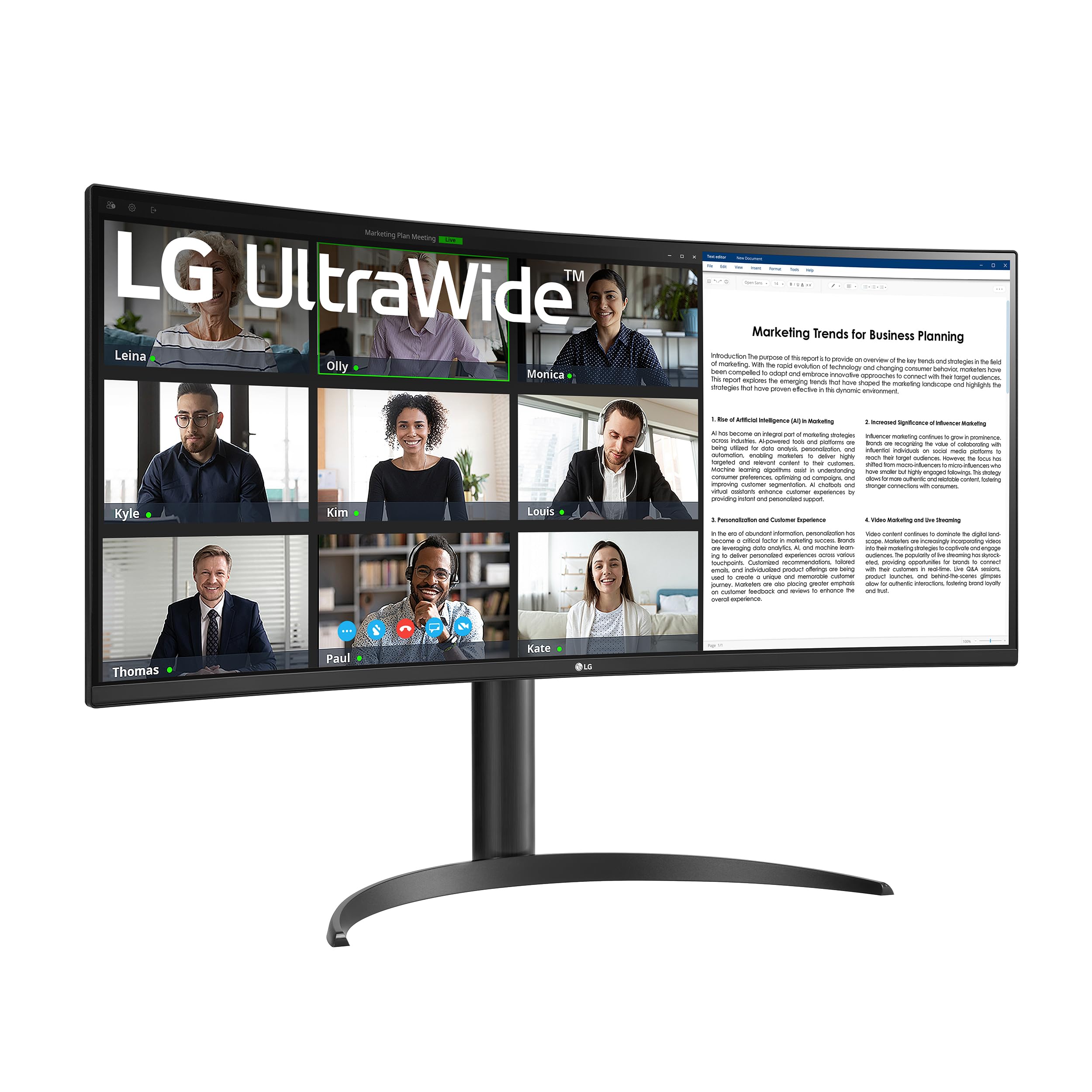 LG UltraWide 21:9 Curved QHD Monitor 34WR55QC-B - 34 Zoll, HDR10, PBP-Modus, OnScreen Control, AMD FreeSync, 100Hz, USB-C, Höhenverstellung (110mm) - Schwarz
