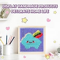 Vista 5 de Caydo Kit de punto de cruz 8 en 1 para principiantes y niños, incluye 8 lienzos de plástico con patrones previos, 13 hilos
