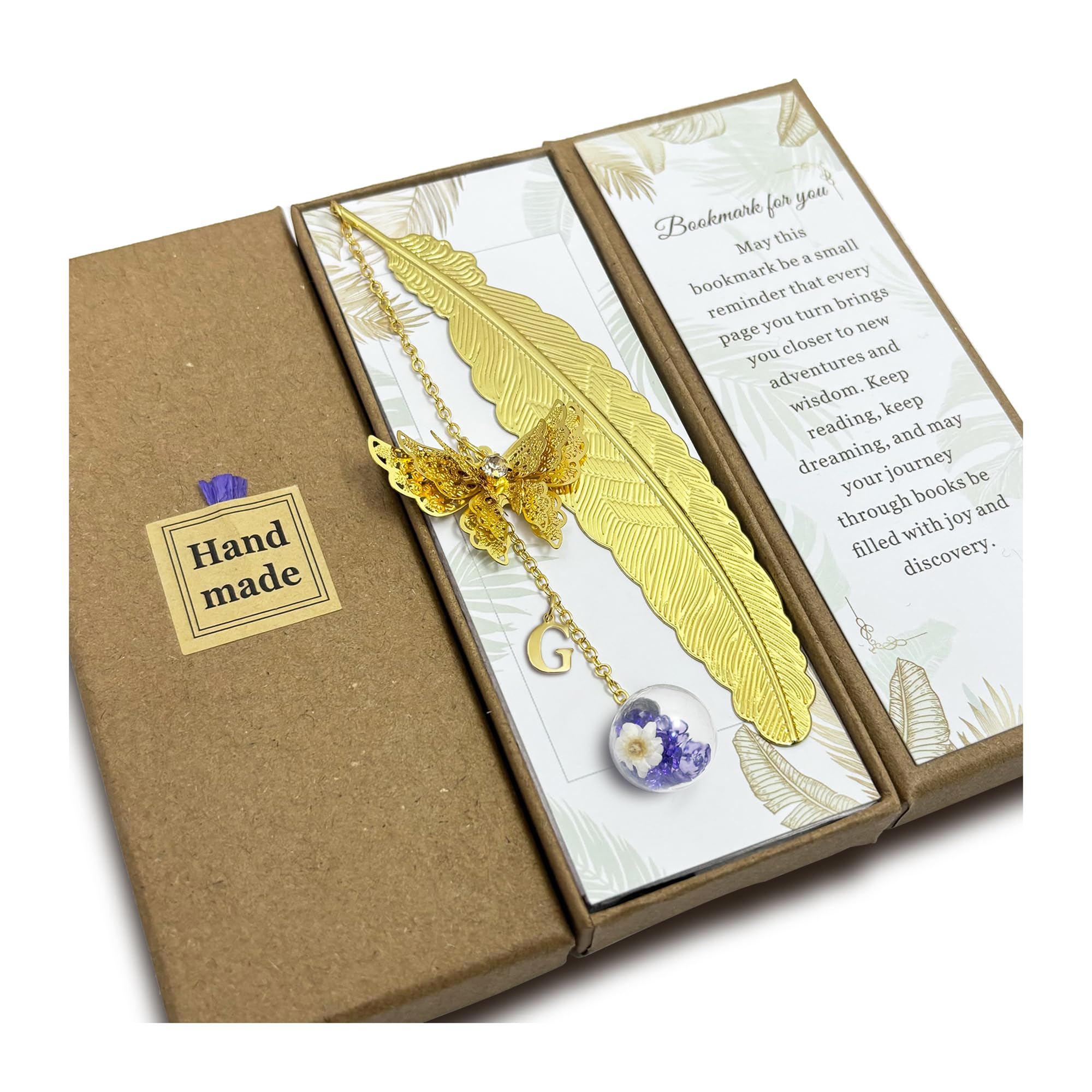 Initial Butterfly Metal Feather Bookmarks Gifts for Reading Women Book Lovers Unique Book Mark Birthday Mothers Day Valentines Christmas Gift for Teacher Mom Best Friend Coworkers Stocking Stuffers. G