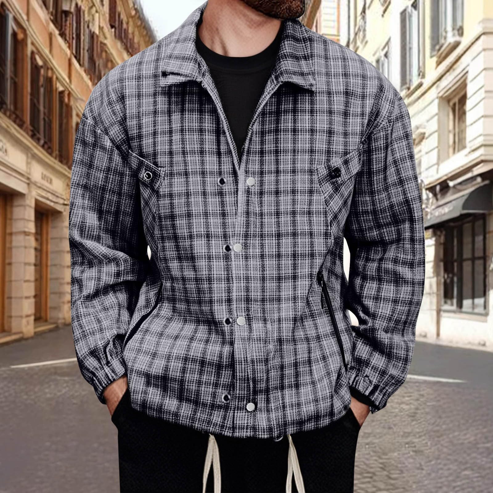 Camisa a cuadros para hombre, manga larga, informal, básica, a cuadros, para hombre, corte regular, camisa de franela, camisa de leñador, camisa de negocios, camisa de trabajo, camisa para hombre