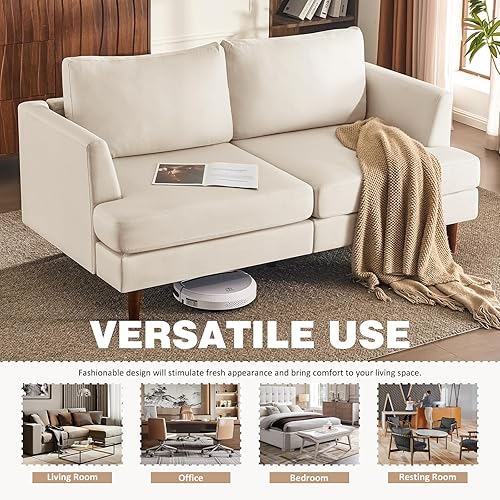 Miniatura 8 de Furnimart Sofá biplaza de 66 pulgadas de ancho, sofá de asiento profundo para sala de estar, sofá de mediados de siglo de 2 asientos, cómodo sofá