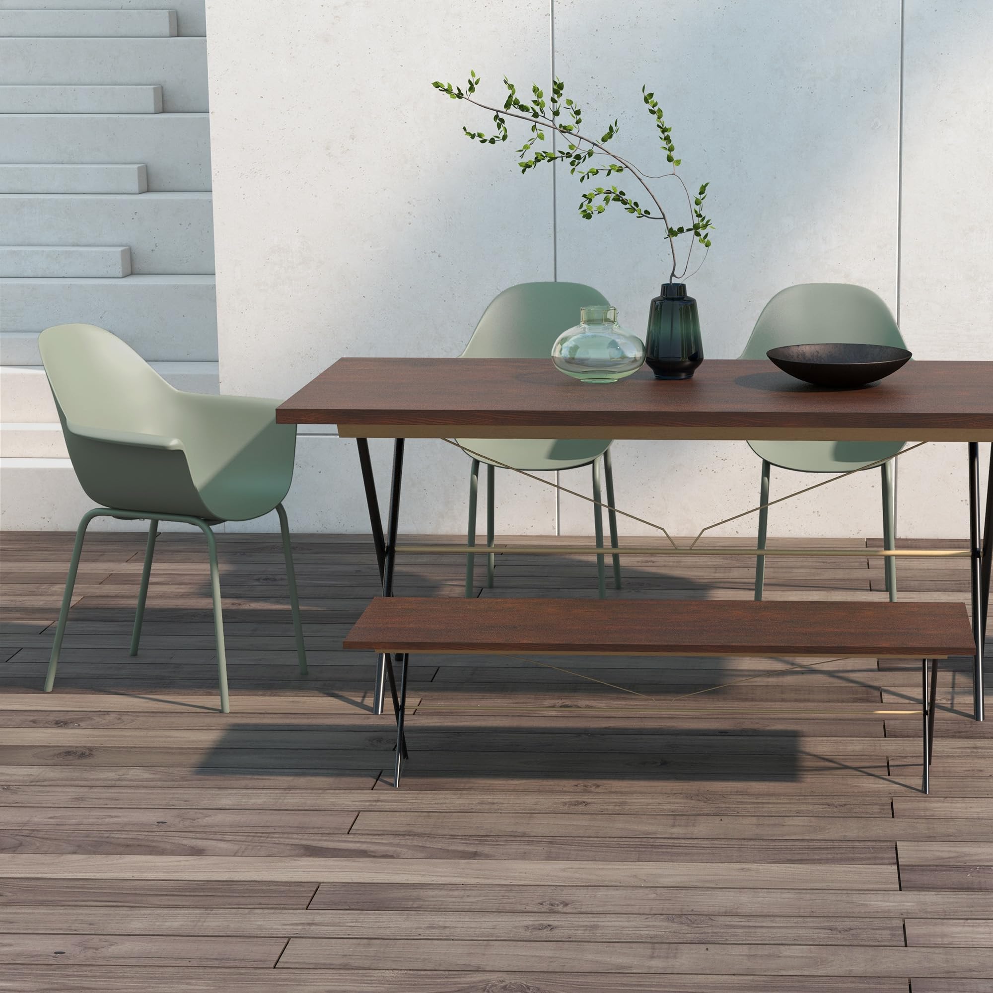 Outsunny Gartenstuhl 4er Set Gartenstühle Armlehne Rückenlehne Grün | Wetterfest, Kunststoff, Terrassenstuhl, Bis 120 Kg Belastbar, Gartenmöbel für Hinterhof, Garten, Balkon