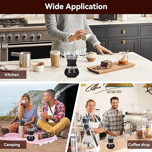 Miniatura 6 de Cafetera vertida con filtro de acero inoxidable, cafetera de vidrio, olla de goteo, cafetera de vidrio reutilizable, cafetera manual de gotero, sin