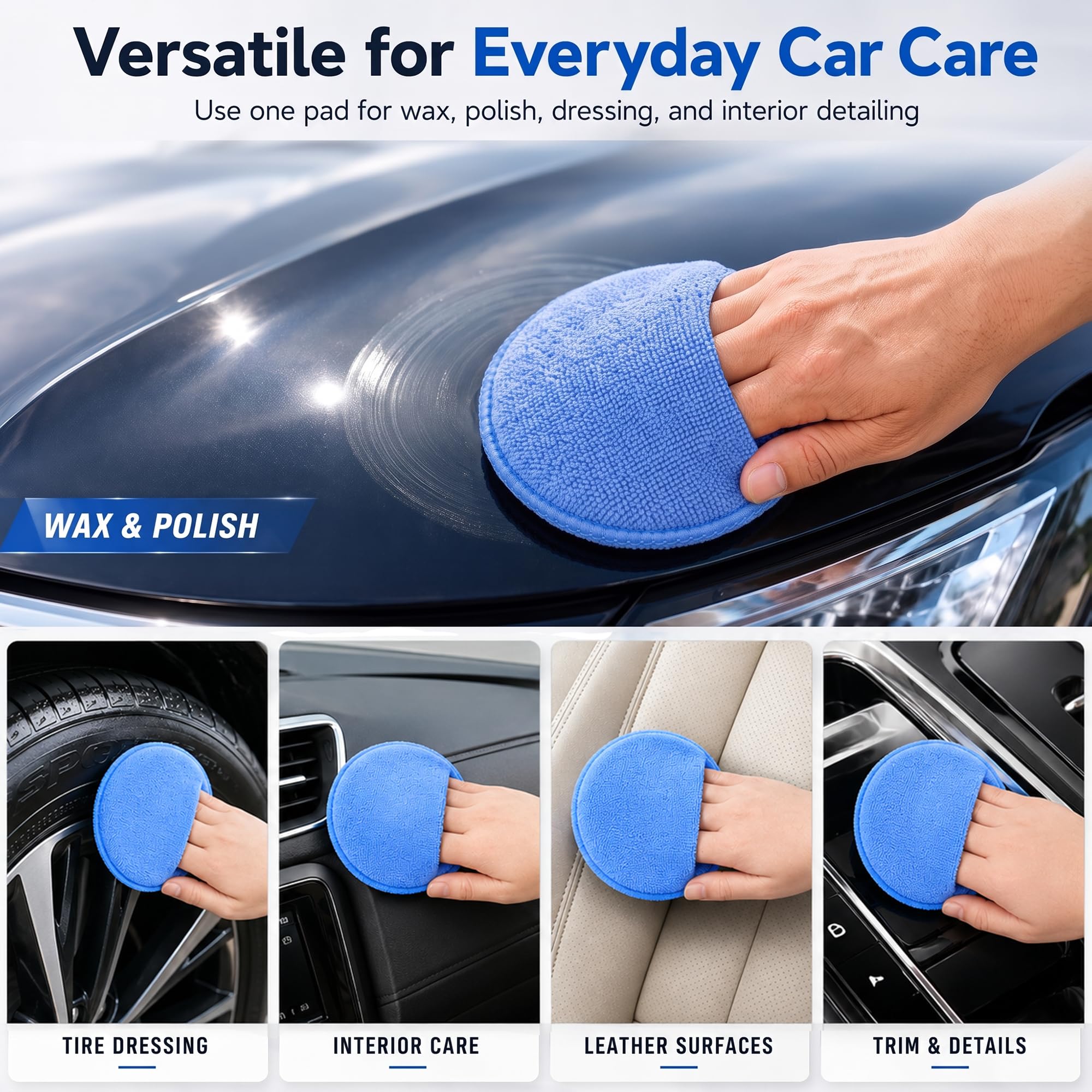 Car Wax Applicator Pads - 6 Pack for Detailing -5 Car Wax Applicator Pads - 6 Pack for Detailing -5