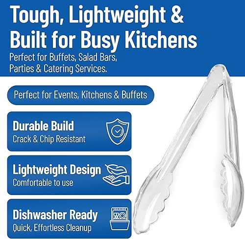 Miniatura 3 de Carlisle FoodService Products 410907 - Pinza Carly para ensalada, pinza utilitaria de 9 pulgadas, transparente, paquete de 12