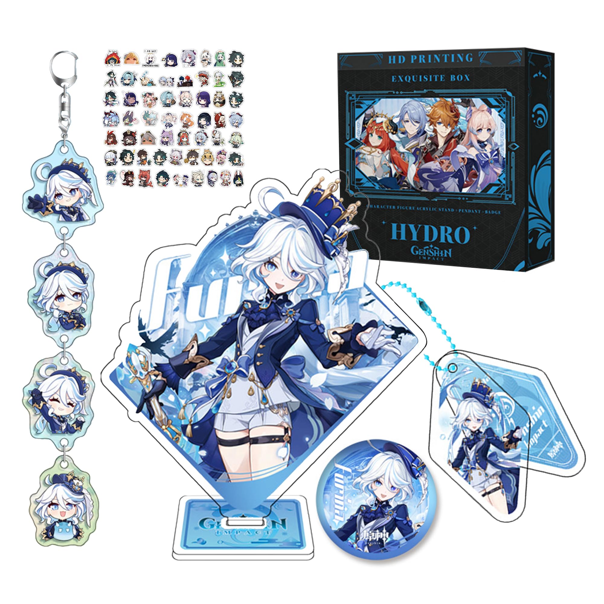 WaynexzavierGenshin impact Box Gift Include Stickers,Keychain,Pendant,Badge,Acrylic Stand Figure