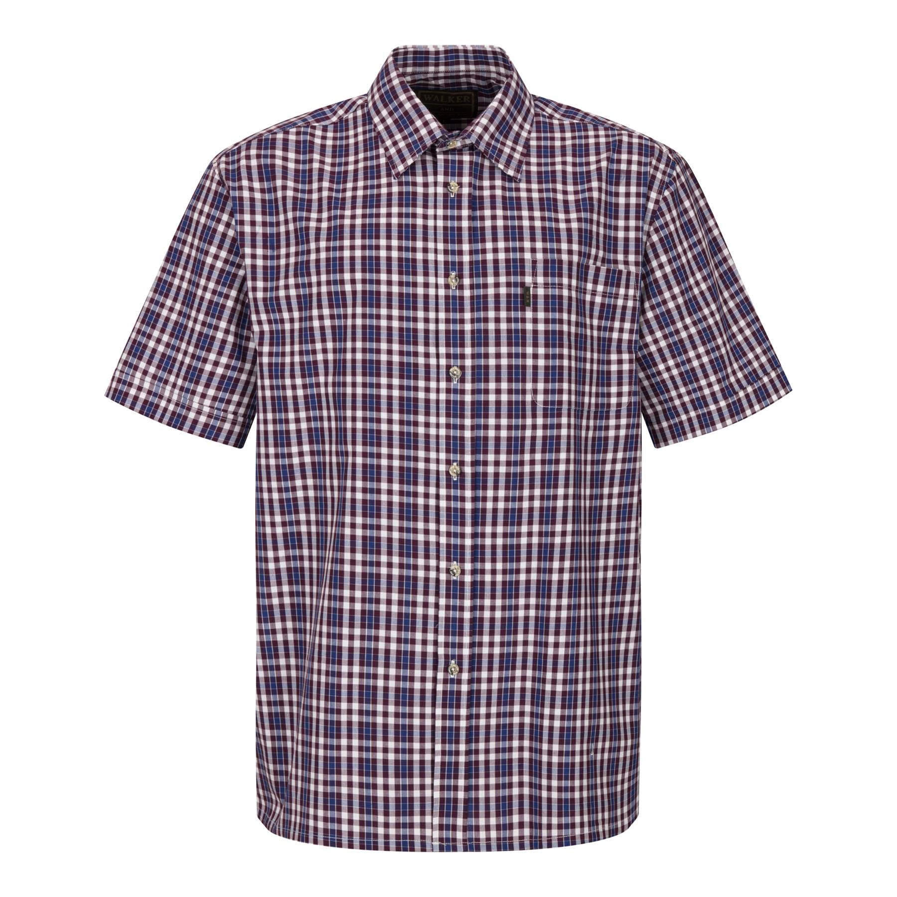 Walker and Hawkes - Canterbury - Camisa de Manga Corta para Hombre - 100% algodón - Estilo leñador - Estampado a Cuadros