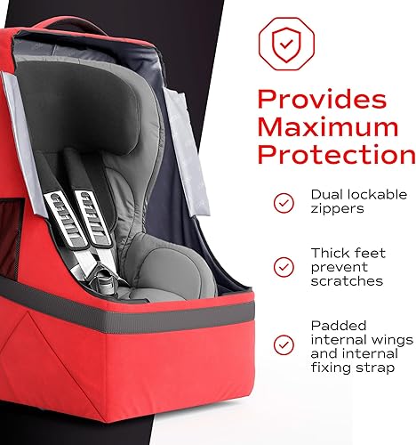 Miniatura 5 de Koah Mochila de asiento de coche para viajes aéreos, portátil y fácil de transportar, diseño duradero e impermeable, Rojo -, Moderno