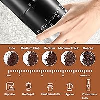 Vista 2 de Portable Electric Burr Coffee Grinder with 38 Adjustable Grind Settings - USB Rechargeable Ceramic Core Conical Burr, Coffee Bean Grinder for