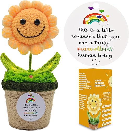 Light-Up Positive Sunflower Doll Crochet with Card - This Is A Little Reminder -