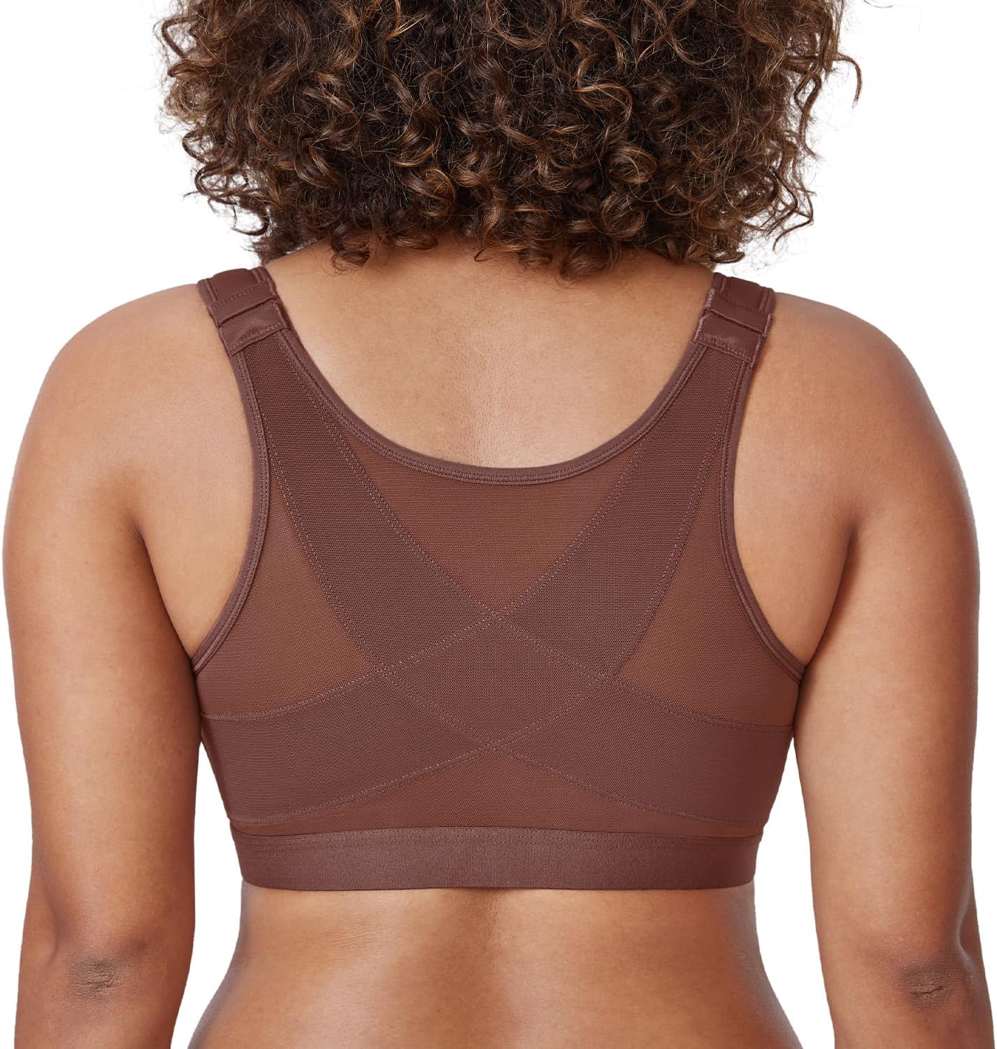 DELIMIRA Women's Front Closure Posture Wireless Back Support Full Coverage Bra