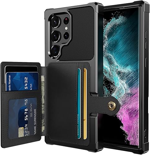 Funda para Samsung Galaxy S23 Ultra con Portarjetas, Compatible con Soporte Magnético para Automóvil, Resistente a los Golpes de Servicio Pesado