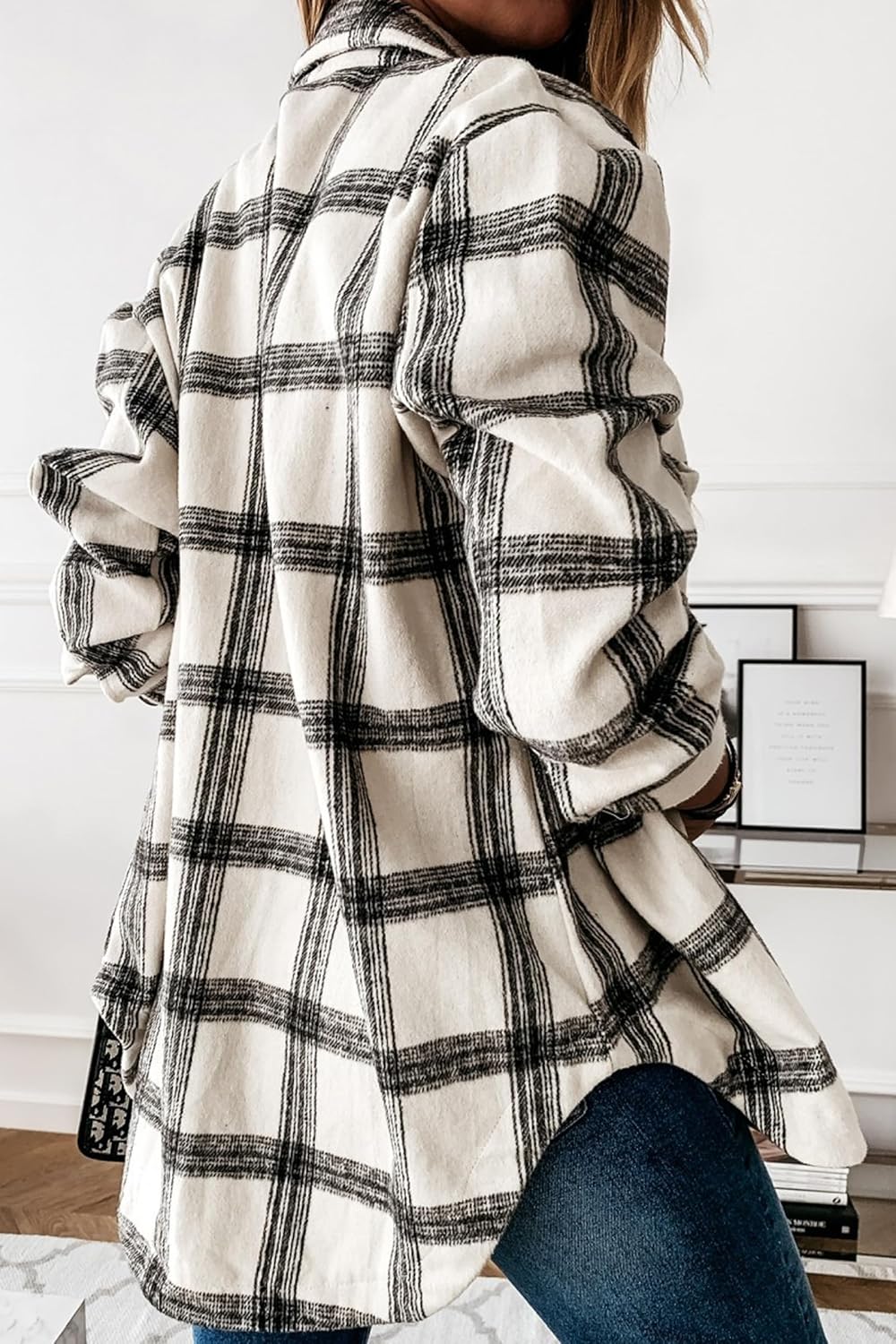 YOCUR Womens Fall Button Down Flannel Shirts Plaid Casual Lapel Long Sleeve Outwear Warm Blouses - Image 4