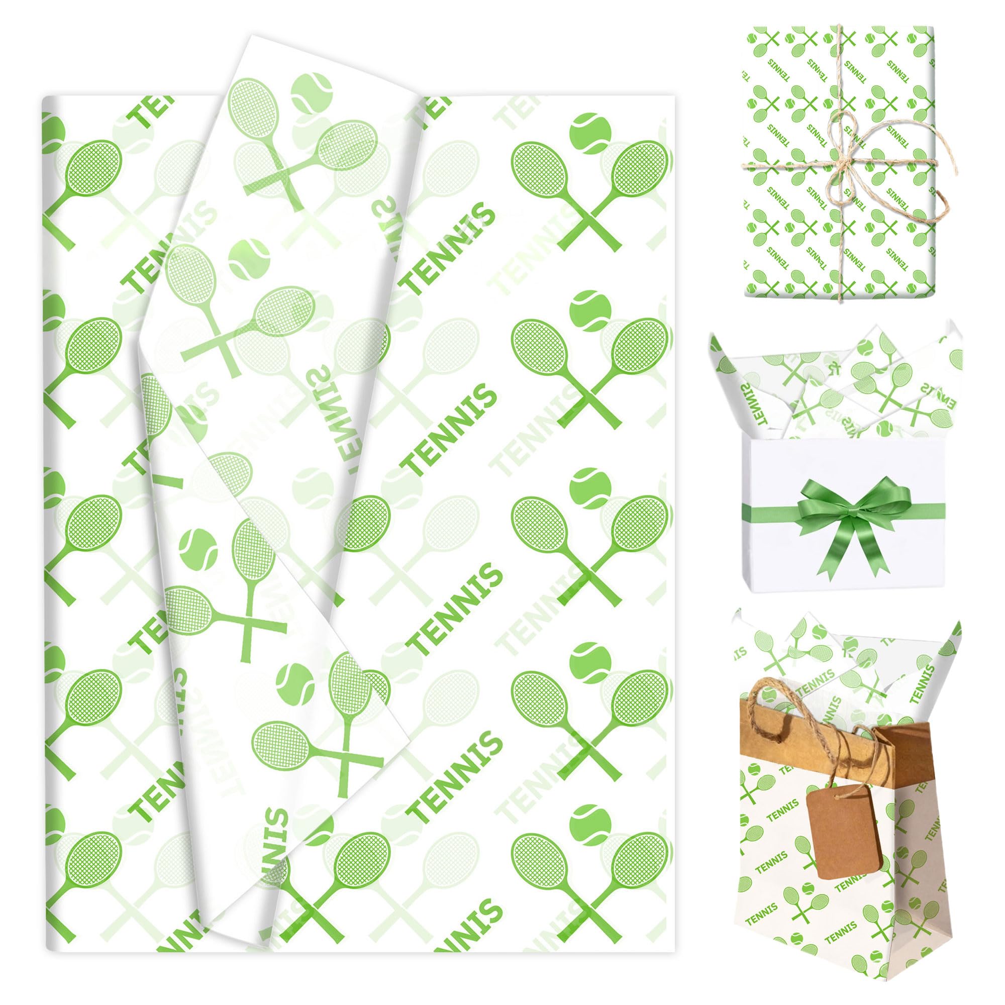 Roaring Good Time papel de envoltorio tenis papel de regalo tenis impresión deportiva paquetes envoltorio deportivo regalos papel artístico pelotas tenis para cumpleaños celebraciones deportivas