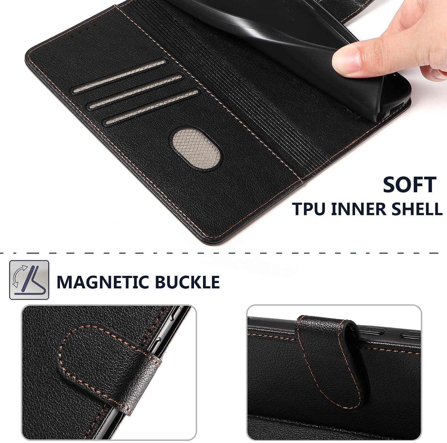 for Moto G 2025 2026/G Play 2026 Case Wallet RFID Blocking (Black) image 5