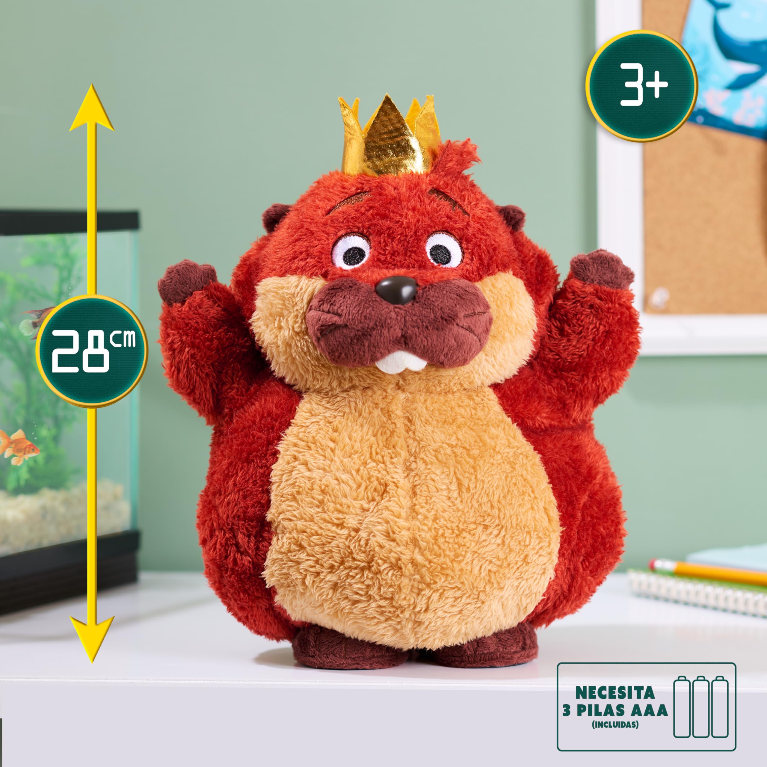 Just Play Disney y Pixar Hoppers Peluche Interactivo Rey Jorge 29 cm con Música y Movimiento, Juguete para Fans, Niñas y Niños a Partir de 3 Años