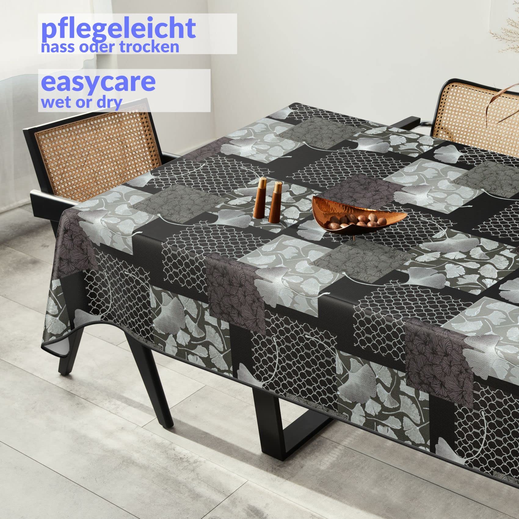 Anro Wachstuchtischdecke Elegance – Oval 140x160 Cm, Wasserabweisend, Für Innen & Außen