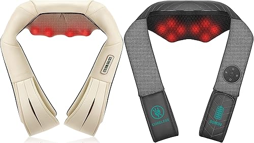 Nekteck Beige Neck Massager and NM03 Cordless Neck Massager Bundle