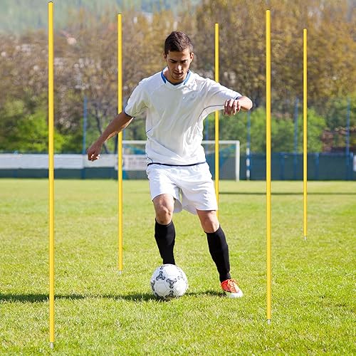 Miniatura 4 de Blulu Bastones de entrenamiento de agilidad de 5 pies Forza Slalom Bastones de entrenamiento de fútbol ajustables Bastones de entrenamiento de