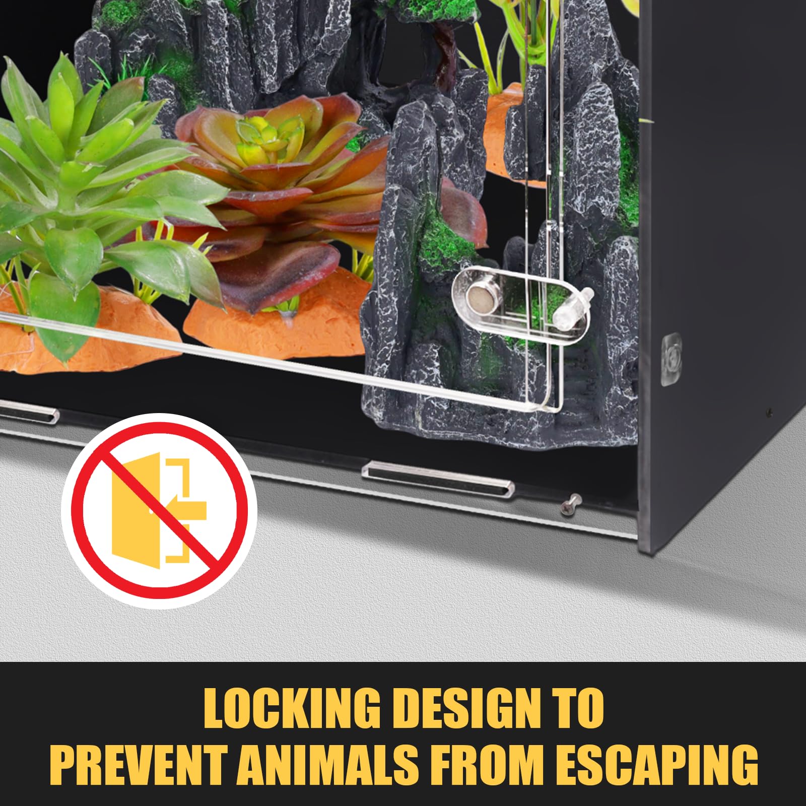 Recinzione per rettili, 40,6 x 40,6 x 63,5 cm, terrario per rettili gechi crestati, habitat acrilico con ventilazione per lucertole, serpenti e camaleonte