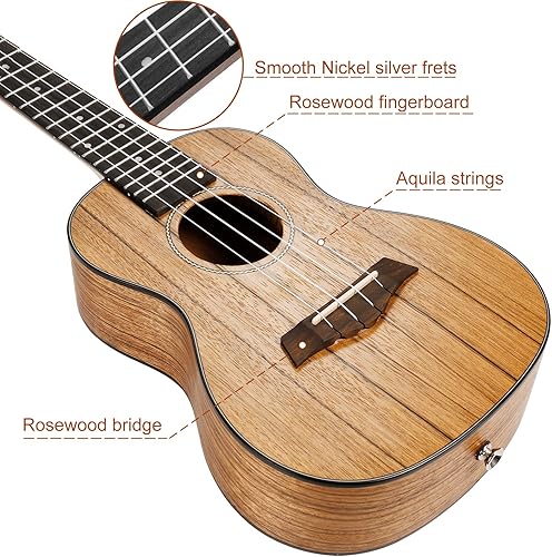 Miniatura 10 de Ranch - Ukulele profesional, de madera, kit de ukelele con 12 lecciones en línea gratis