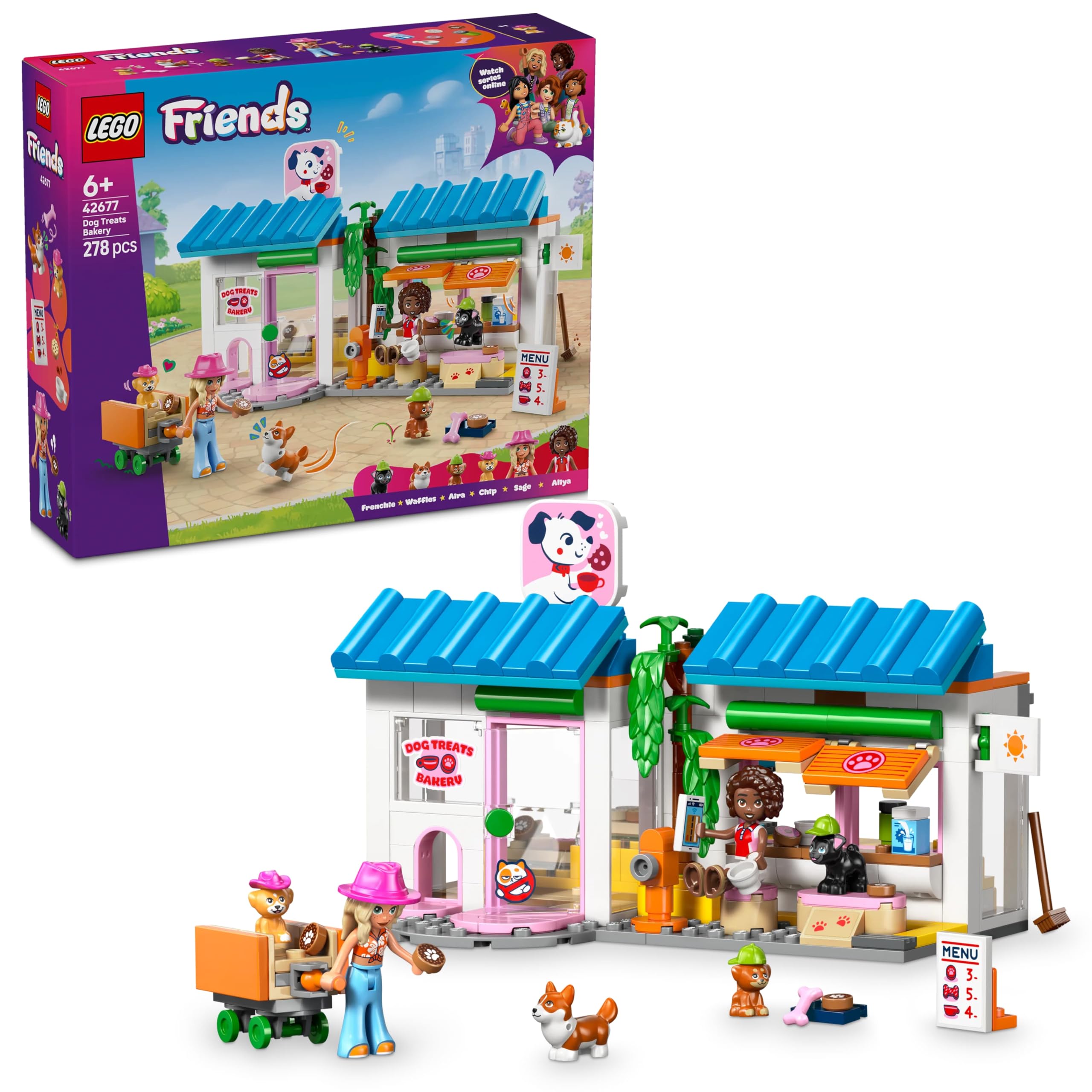LEGO Friends Dog Treats Bakery - Building Toy Playset with 2 Minidolls and 4 Toy Dogs - 42677-image-4
