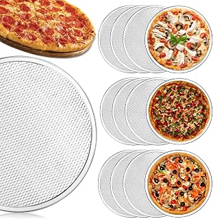 RHBLME 12 Pack 12 Inch Pizza Screen, Aluminum Alloy Nonstick Pizza Pan for Oven, Seamless Rim & Rust-Free, Pizza Baking Pan Pizza Crisper Tray for Kitchen, Commercial, BBQ