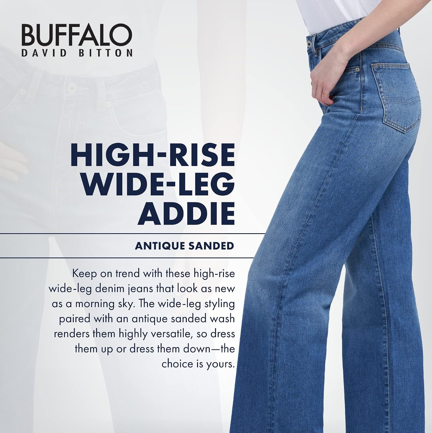 Buffalo David Bitton Women's Addie High Rise Wide Leg Jeans