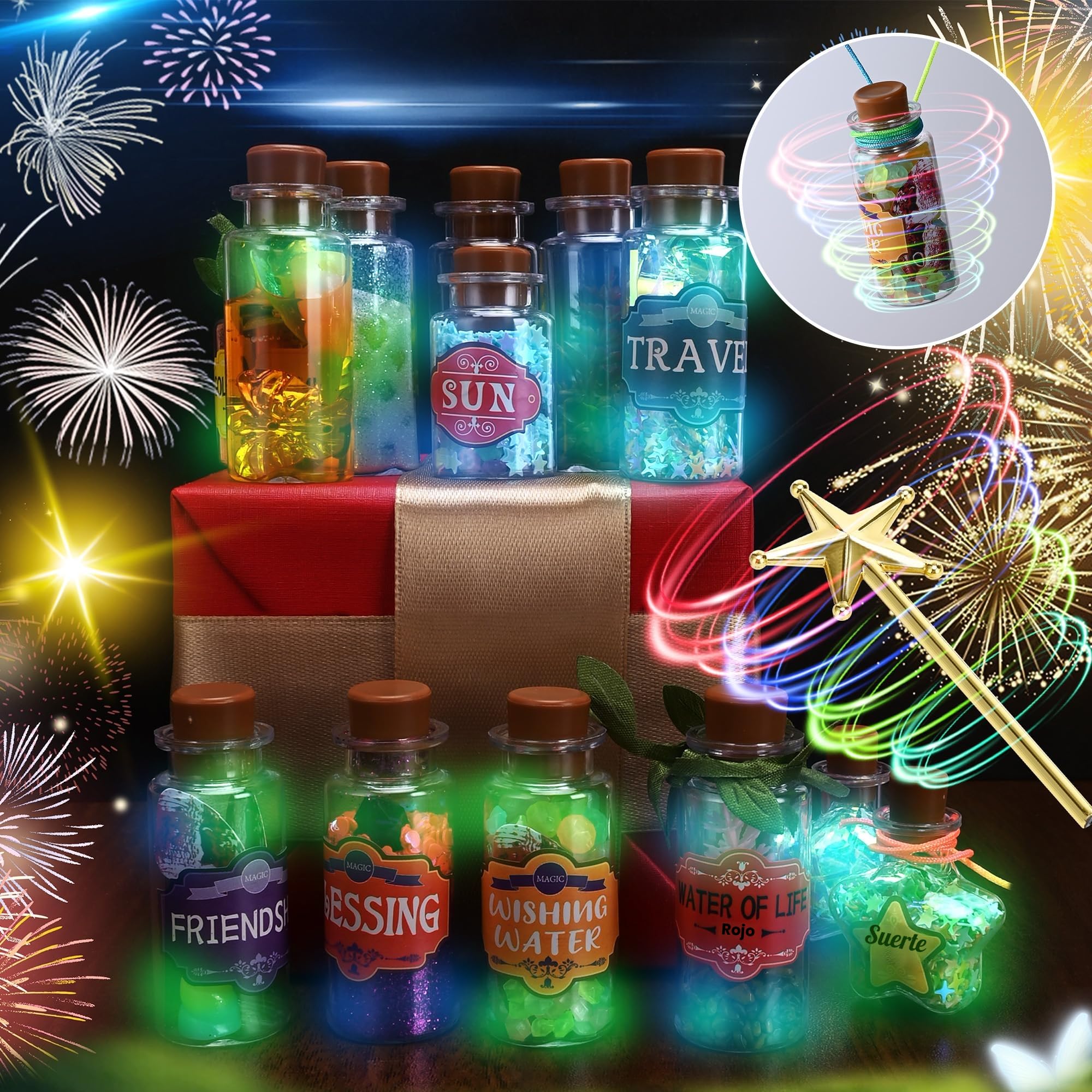 Wothfav Kit de Pociones de Misteriosas para Niños, 22 Botellas de Poción Mágica, Pociones Magicas Niñas, Kit de Manualidades para Niña 6 7 8 9 10 11 12 Años, Regalo Niños para Navidad y Cumpleaños
