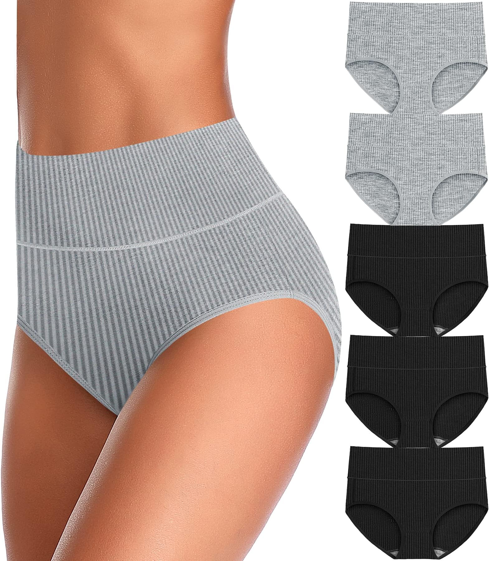 Womens Underwear Cotton High Waisted Tummy Control Panties Plus Size Full Coverage Ladies Briefs