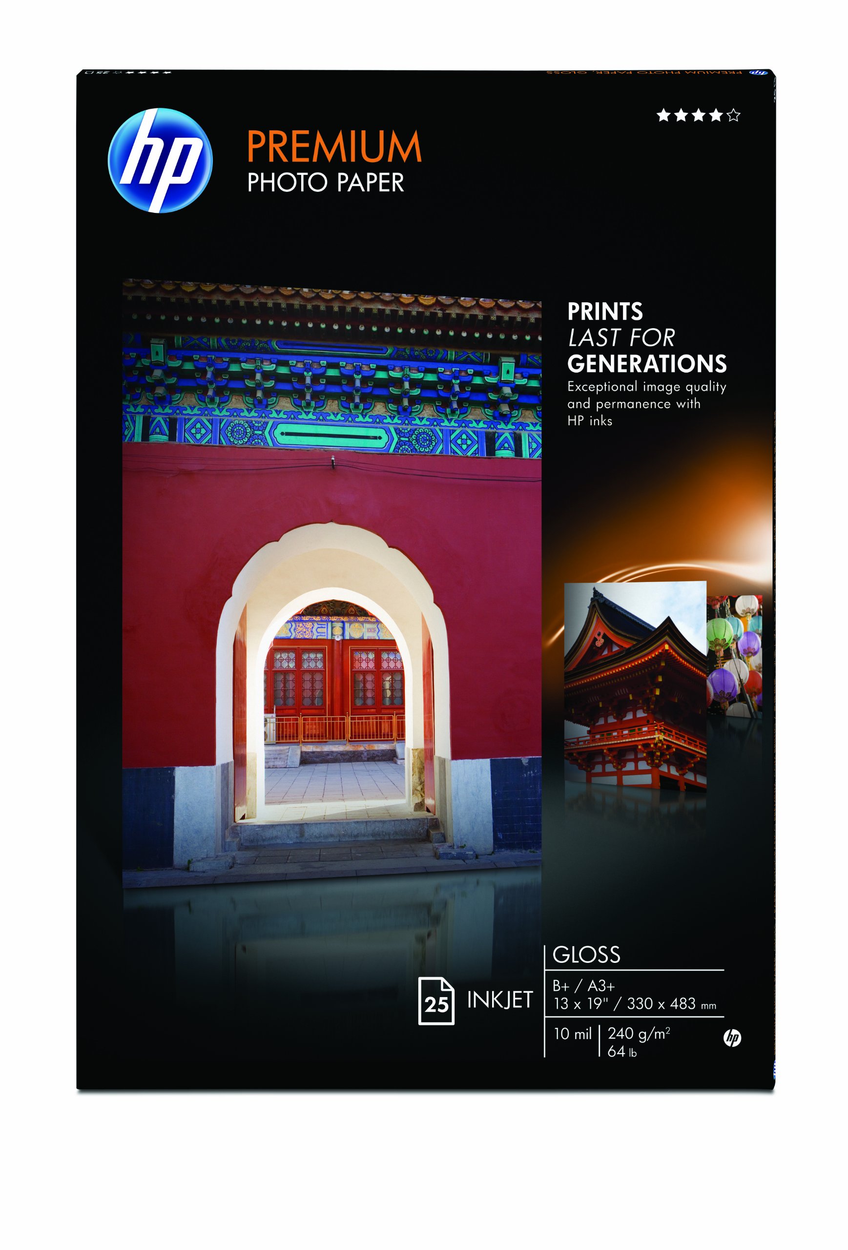 HP Premium papier fotograficzny błyszczący 25 arkuszy A3+ 330 x 483 mm DSJ130/30 DJ9600 9300