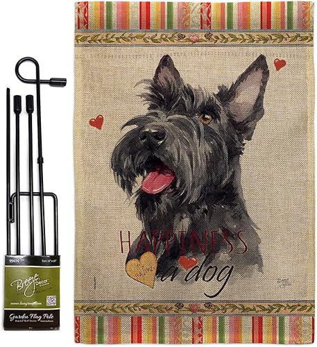 Miniatura 5 de Breeze Decor Bandera de jardín con diseño de perro Scottish Terrier Felicidad, Animales, Cachorro de Pata Estropeada, Piel Canina, Mascota,