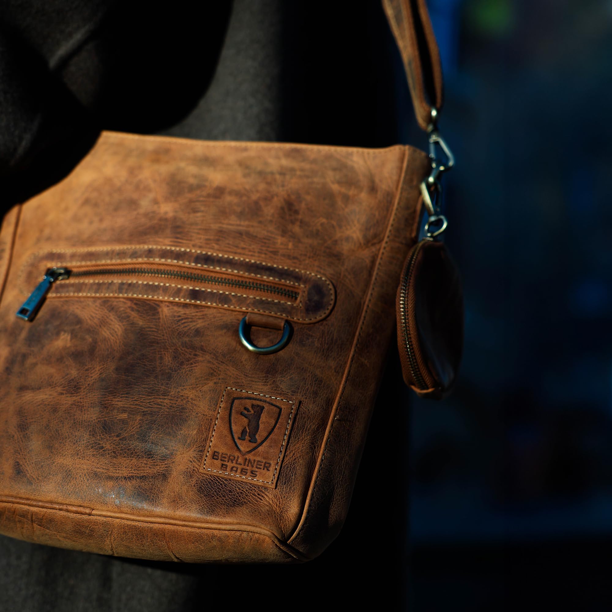 Berliner Bags Vintage Schultertasche Siena, Mittelgroße Umhängetasche aus Leder, Crossbody Bag, Handtasche für Damen - Braun