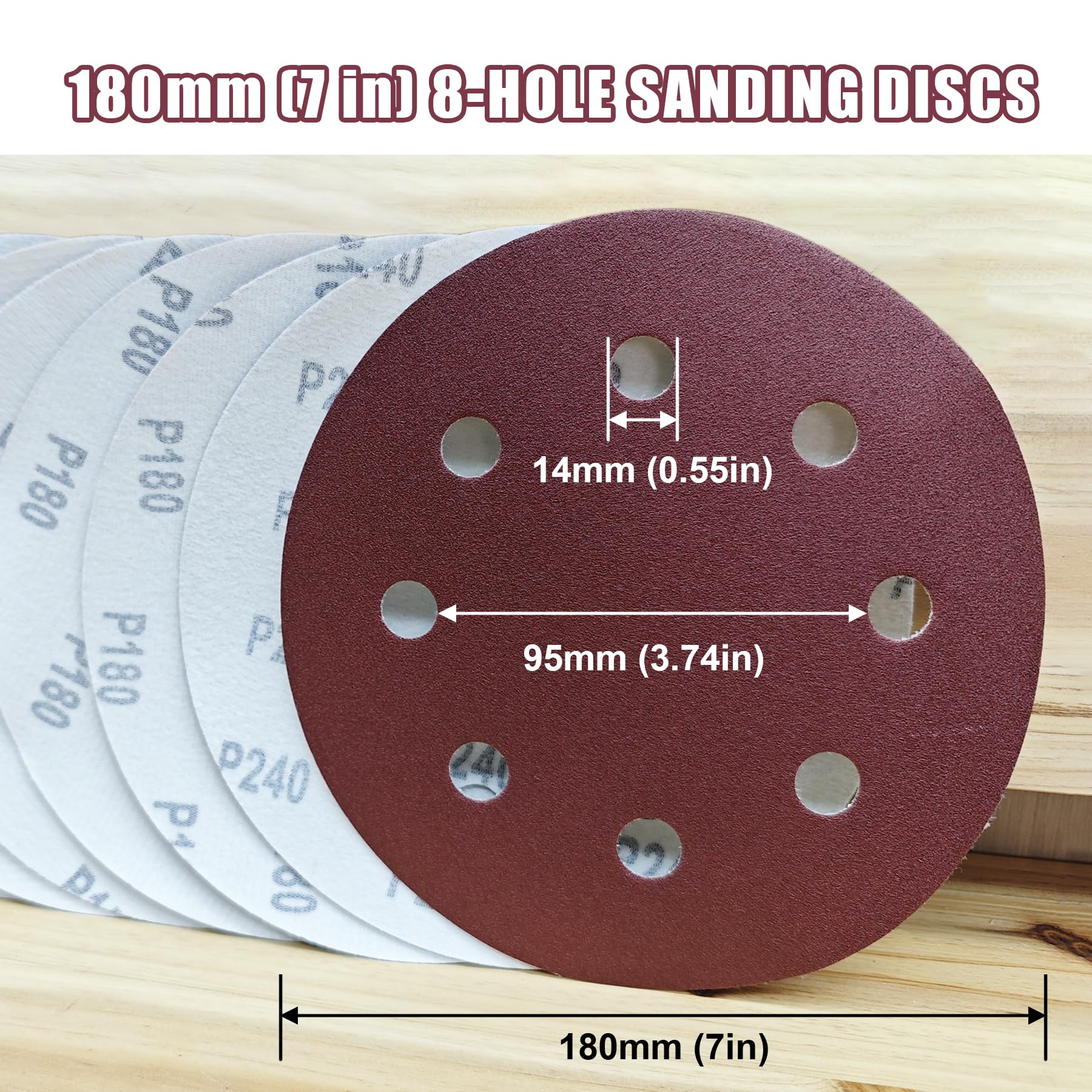 Carta Vetrata 180 Mm Grana 180 - 40 Dischi Con 8 Fori, Per Levigatrici Da Muro - Foto 4