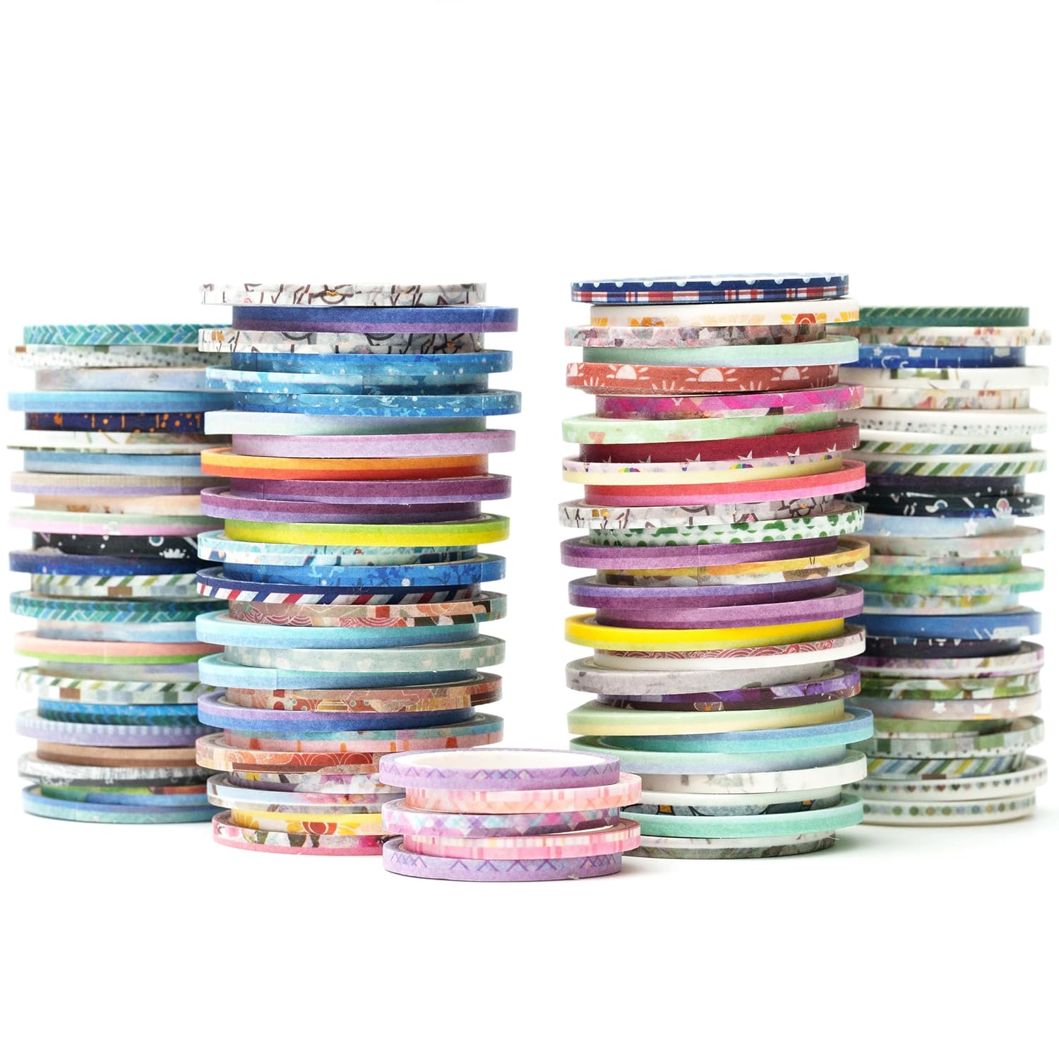 YUBX Exrta Slim Washi Tape Set Random Patterns 80 Rolls+ Bundle Printed Super Skinny Decorative Masking Tape Scrapbook Tape for DIY Craft Art Projects Journal Gift Wrapping YUBX Exrta Slim Washi Tape Set Random Patterns 80 Rolls+ Bundle Printed Super Skinny Decorative Masking Tape Scrapbook Tape for DIY Craft Art Projects Journal Gift Wrapping