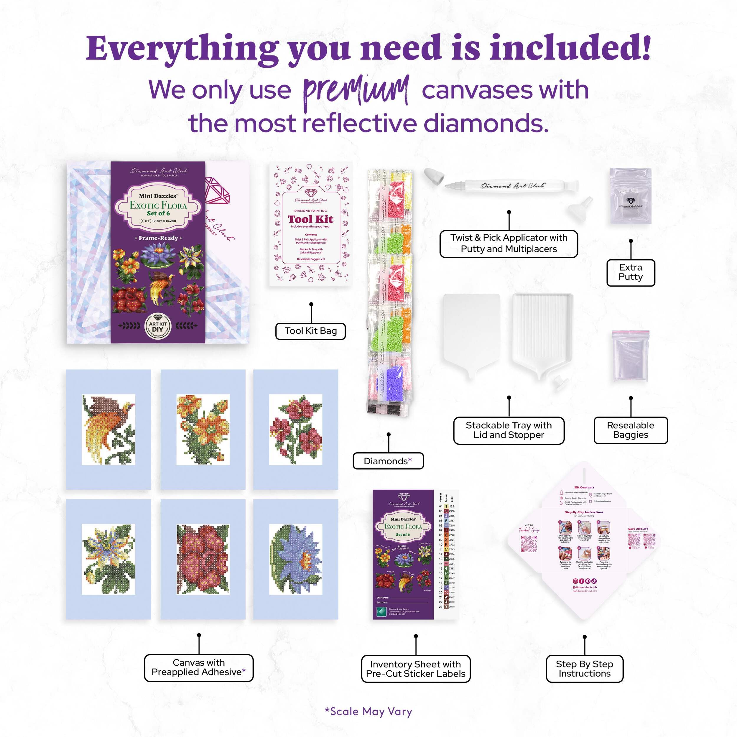 Amazon.com: DIAMOND ART CLUB Mini Dazzles - Exotic Flora Set, Fun