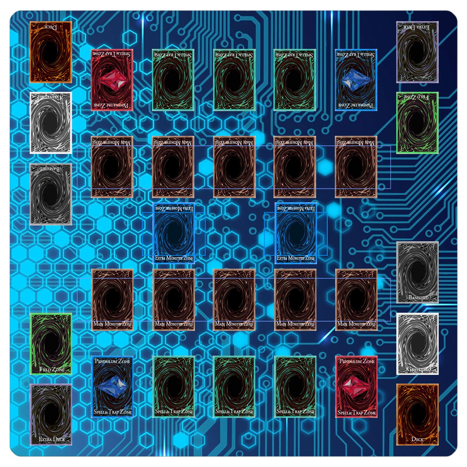 sabermaster Card Rubber Mat - 2 Player, Square playmat for Gamer 60x60cm/23.6x23.6inch