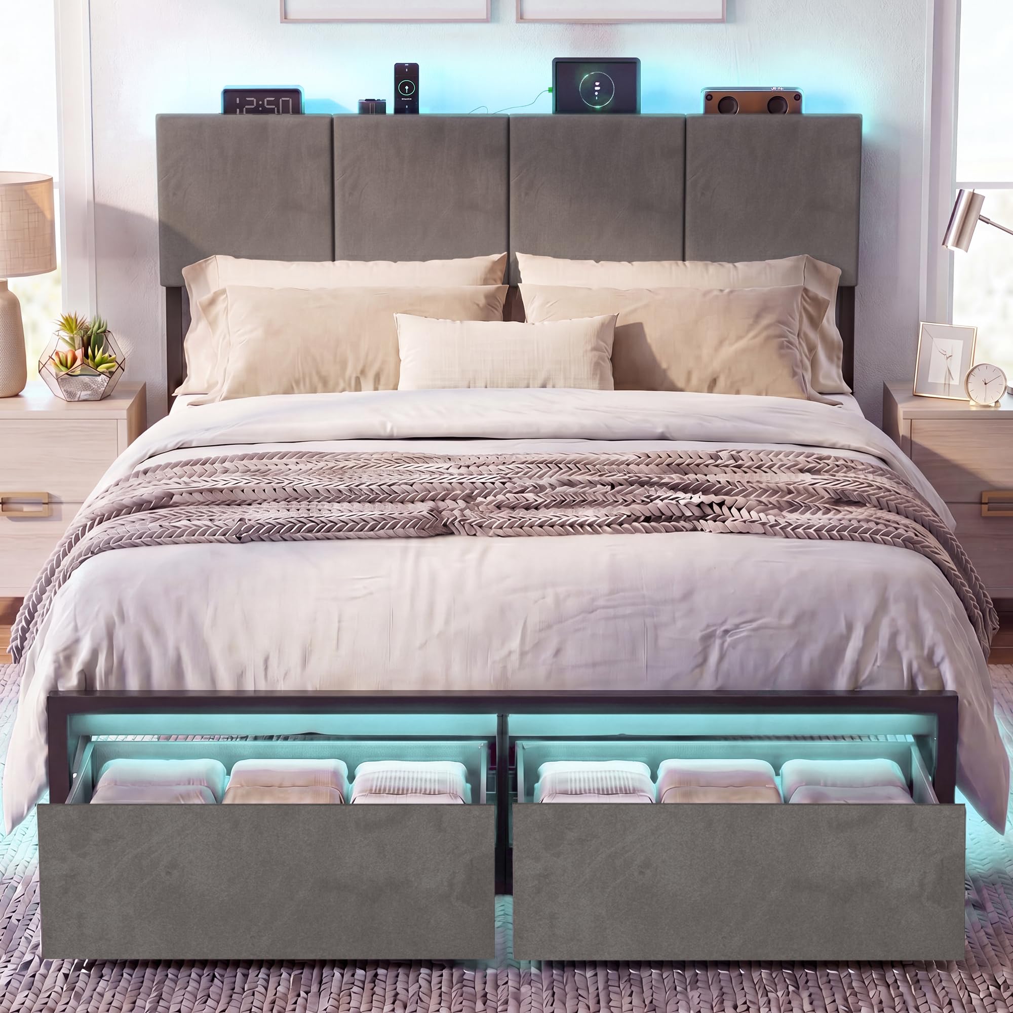 Photo 1 of ** PARTS ONLY PARTIAL SET**
J.Fkne Full Bed Frame with Charging Station & LED Lights