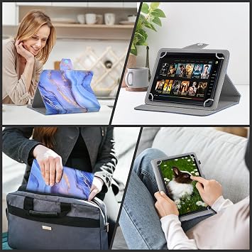 DETUOSI Universal 8 Inch Tablet Case, 8.9 inch Tablet Cover Travel Portable Protective Folio PU Leather Stand Shell Casewith 4 Fixed Rings for All Kinds of 8.0-8.9 inch Android/iOS/Windows Tablet