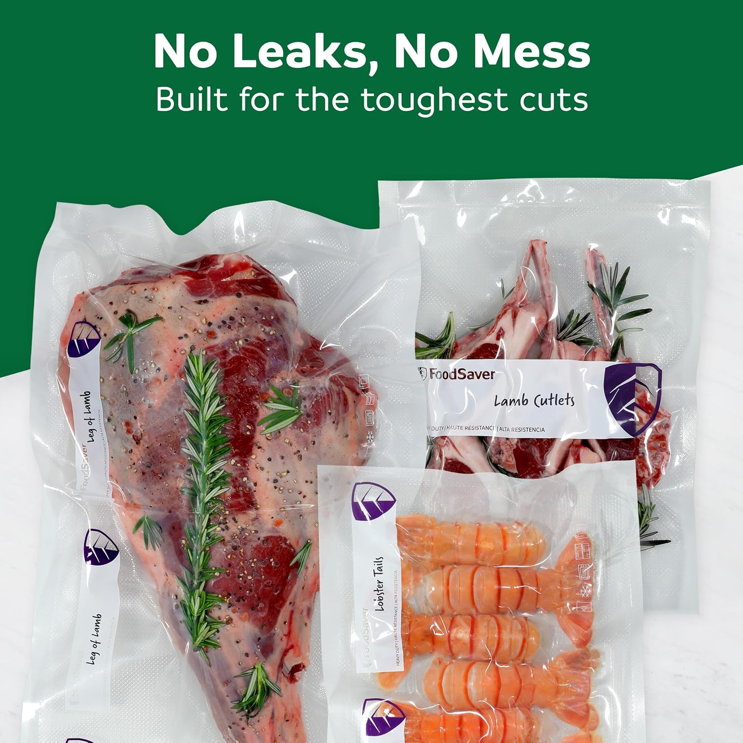 FoodSaver Heavy Duty Vacuum Sealer Rolls, 4 Pack 8" x 17.5' Rolls (70 Total Feet), 30% Thicker BPA-Free Bags for Food Storage, Sous Vide, Meal Prep image 2