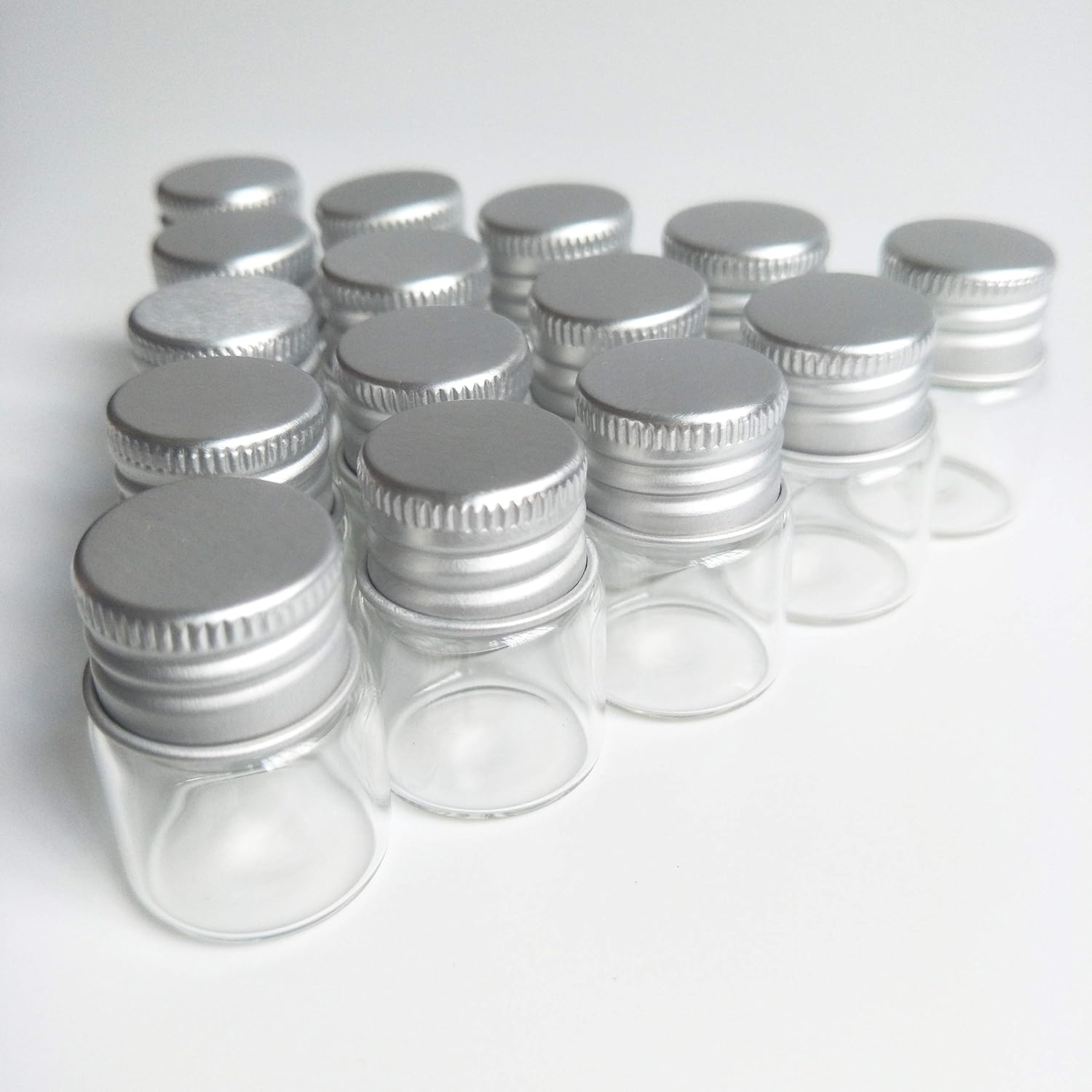 20pcs Sample Vials Clear Glass Bottles with Aluminum Caps Jars Small Bottle 5ml: Industrial & Scientific
