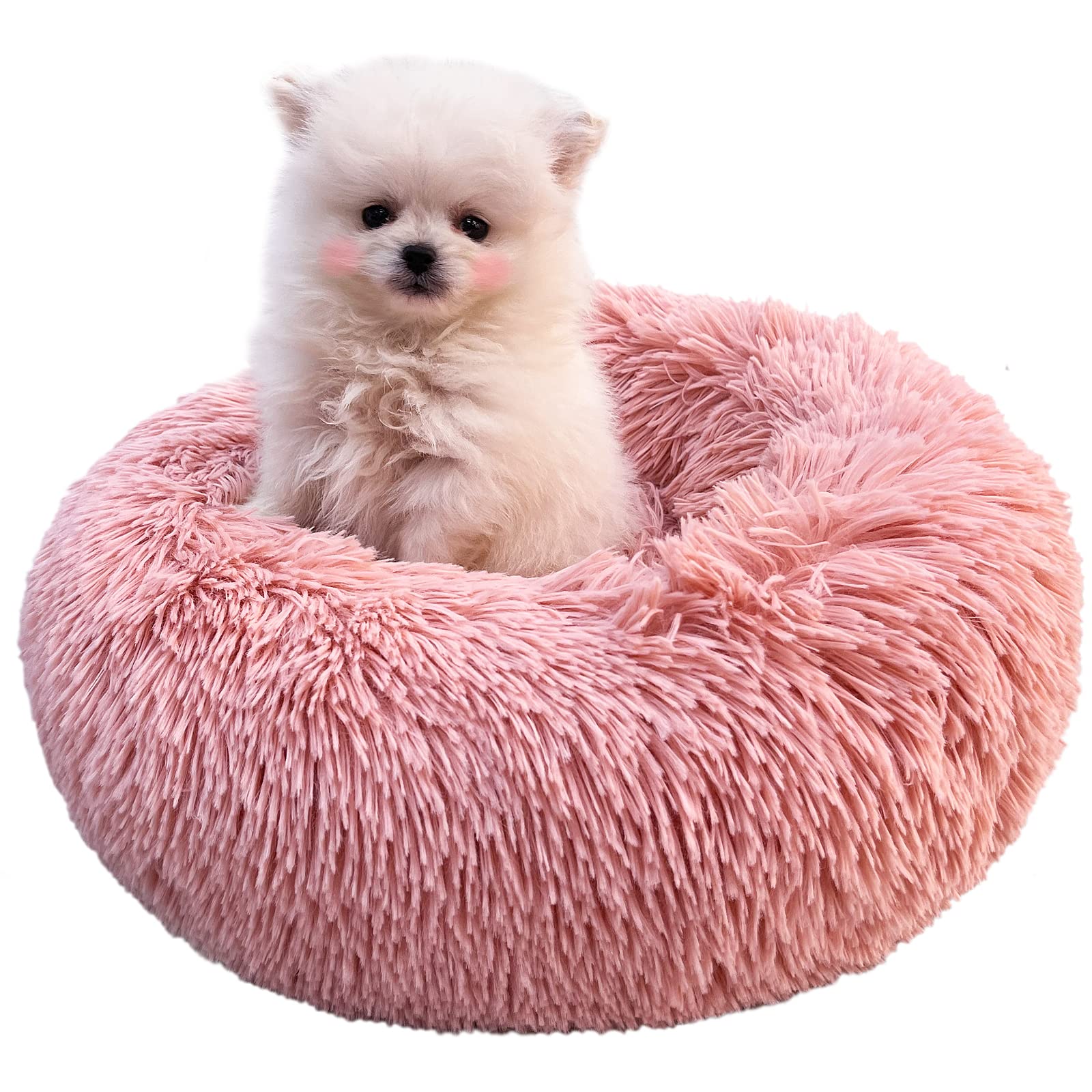 Nononfish Hundebett Für Kleine Hunde – Flauschig, Beruhigend, Wasserabweisend, In Pink (ca. 38 Cm)