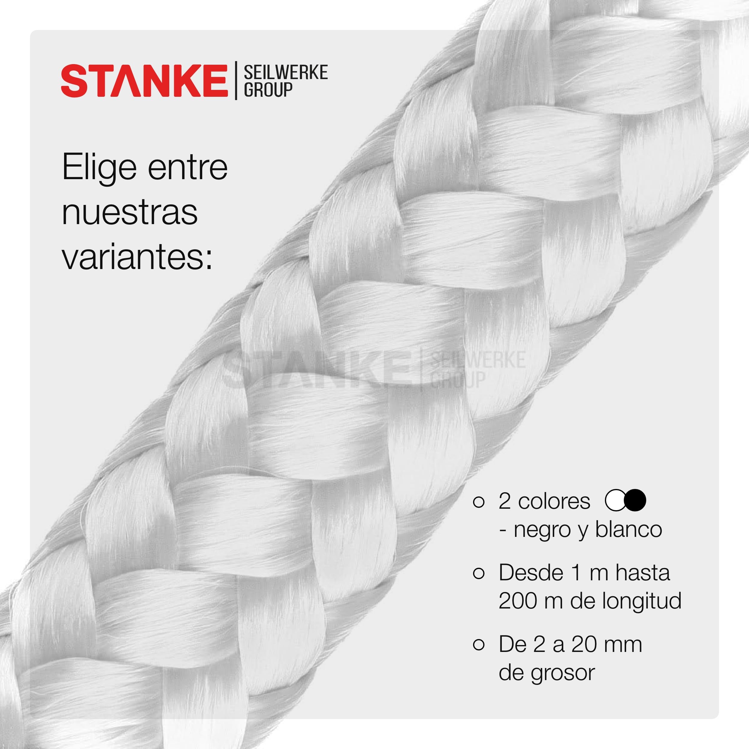 Seilwerk STANKE Cuerda de Polipropileno Blanca 4mm 10m - Cuerda para Atar tomateras, para Tiendas de campaña, de Camping - SOGA Resistente a los Rayos UV
