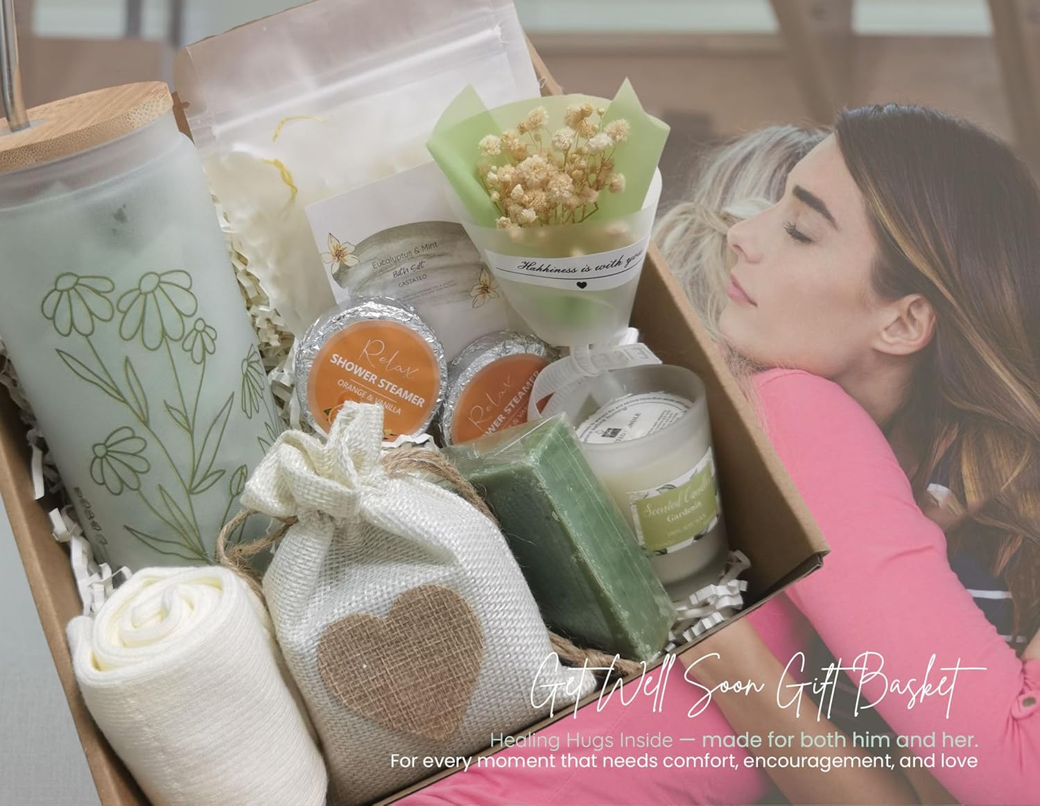 Get Well Soon Gift Basket- Relaxation, Birthday,Mothers gift/Self Care Package, After Surgery, Sympathy Gift for Loss of Loved One, Thinking of You Set, Grief/Comfort/Miscarriage for Women(Sage Green) - Image 8